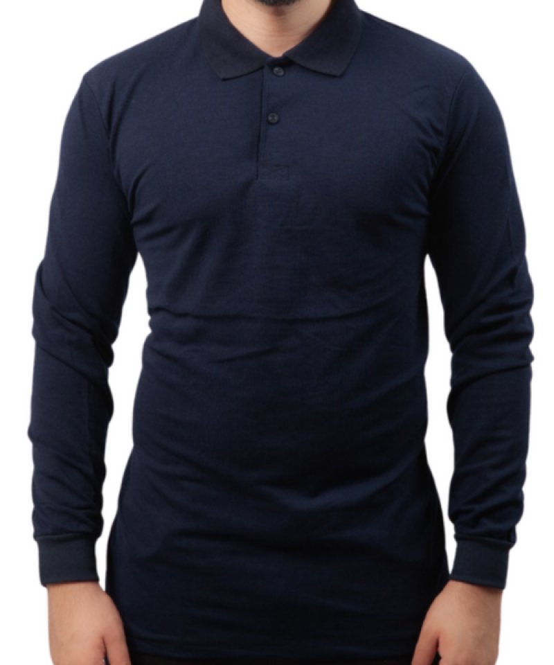 Baskılı Polo Yaka Uzun Kol T-shirt - Basic