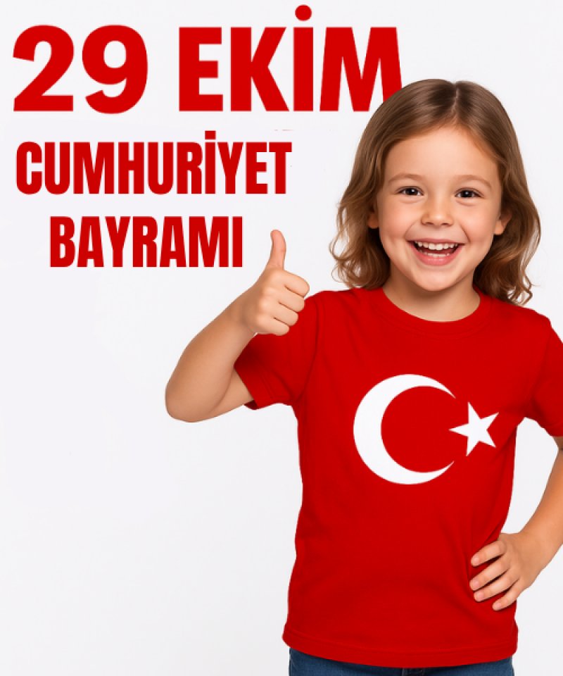 Sıfır Yaka Tişört Çocuk 29 Ekim Baskılı Model